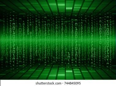 binary circuit board future technology, green cyber security concept background, abstract hi speed digital internet.motion move blur. pixel vector