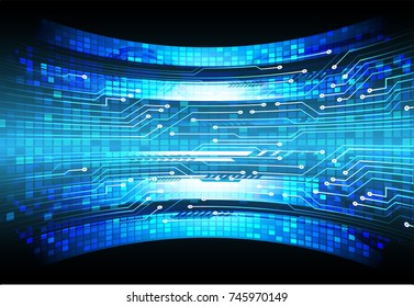 binary circuit board future technology, blue cyber security concept background, abstract hi speed digital internet.motion move blur. pixel vector