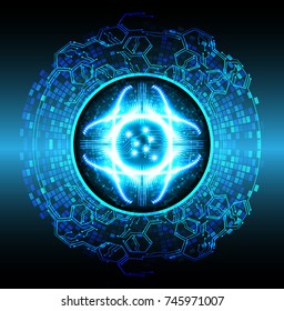 binary circuit board future technology, blue eye cyber security concept background, abstract hi speed digital internet.motion move blur. pixel vector