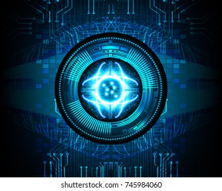 binary circuit board future technology, blue eye cyber security concept background, abstract hi speed digital internet.motion move blur. pixel vector