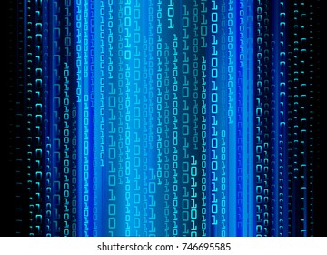 binary circuit board future technology, blue cyber security concept background, abstract hi speed digital internet.motion move blur. pixel vector