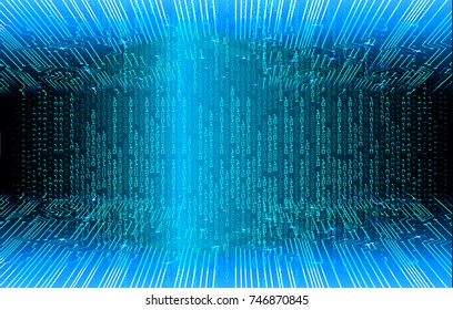 binary circuit board future technology, blue cyber security concept background, abstract hi speed digital internet.motion move blur. pixel vector