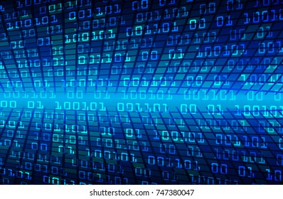 binary circuit board future technology, blue cyber security concept background, abstract hi speed digital internet.motion move blur. pixel vector