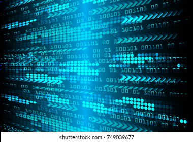 binary circuit board future technology, blue cyber security concept background, abstract hi speed digital internet.motion move blur. pixel vector