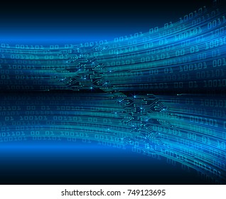 binary circuit board future technology, blue cyber security concept background, abstract hi speed digital internet.motion move blur. pixel vector
