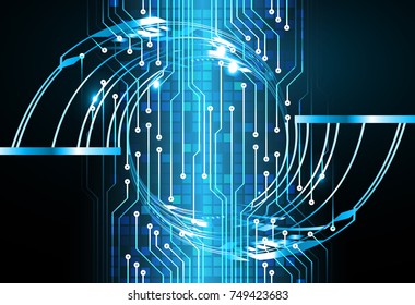 binary circuit board future technology, blue cyber security concept background, abstract hi speed digital internet.motion move blur. vector