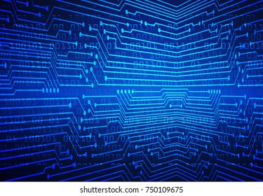 binary circuit board future technology, blue cyber security concept background, abstract hi speed digital internet.motion move blur. pixel vector