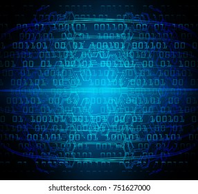 binary circuit board future technology, blue cyber security concept background, abstract hi speed digital internet.motion move blur. pixel vector