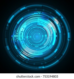binary circuit board future technology, Circle blue eye cyber security concept background, abstract hi speed digital internet.motion move blur. pixel vector