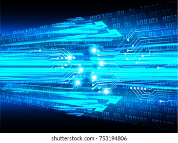 binary circuit board future technology, blue cyber security concept background, abstract hi speed digital internet.motion move blur. pixel vector