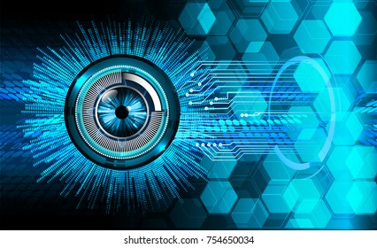binary circuit board future technology, eye blue cyber security concept background, abstract hi speed digital internet.motion move blur. pixel vector