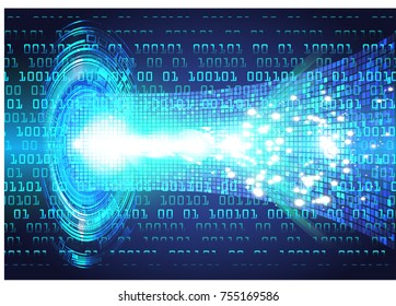 binary circuit board future technology, blue cyber security concept background, abstract hi speed digital internet.motion move blur. pixel vector