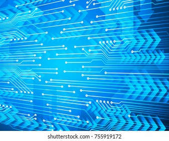 binary circuit board future technology, blue cyber security concept background, abstract hi speed digital internet.motion move blur. pixel vector