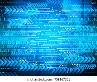 binary circuit board future technology, blue cyber security concept background, abstract hi speed digital internet.motion move blur. pixel vector