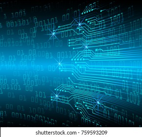 binary circuit board future technology, blue cyber security concept background, abstract hi speed digital internet.motion move blur. pixel vector