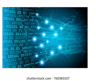 binary circuit board future technology, blue cyber security concept background, abstract hi speed digital internet.motion move blur. pixel vector