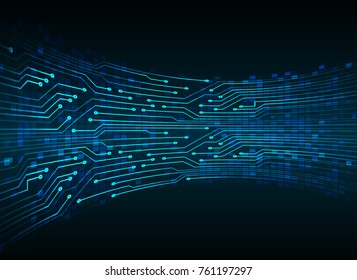 binary circuit board future technology, blue cyber security concept background, abstract hi speed digital internet.motion move blur. pixel vector