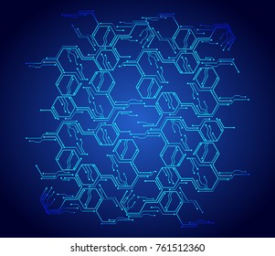 binary circuit board future technology, blue cyber security concept background, abstract hi speed digital internet.motion move blur. pixel vector