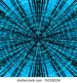binary circuit board future technology, blue cyber security concept background, abstract hi speed digital internet.motion move blur. pixel vector