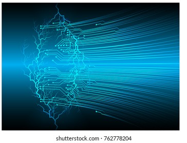 binary circuit board future technology, blue cyber security concept background, abstract hi speed digital internet.motion move blur. pixel vector