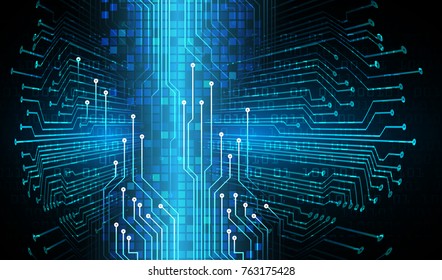 binary circuit board future technology, blue cyber security concept background, abstract hi speed digital internet.motion move blur. pixel vector