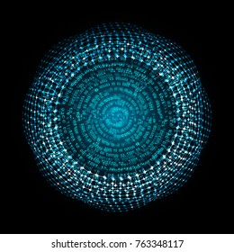 binary circuit board future technology, blue Circle eye cyber security concept background, abstract hi speed digital internet.motion move blur. pixel vector