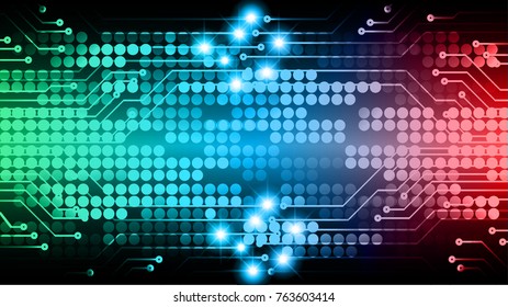 binary circuit board future technology, blue red green cyber security concept background, abstract hi speed digital internet.motion move blur. pixel vector