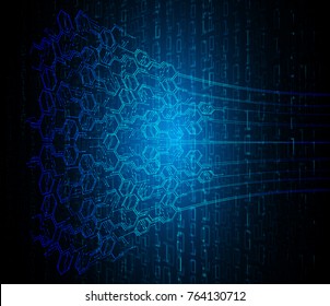 binary circuit board future technology, blue cyber security concept background, abstract hi speed digital internet.motion move blur. pixel vector
