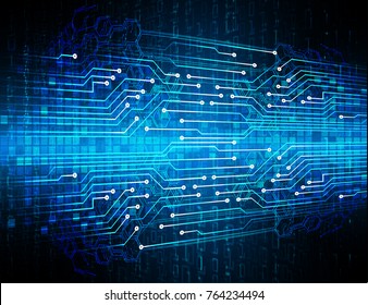 binary circuit board future technology, blue cyber security concept background, abstract hi speed digital internet.motion move blur.  vector