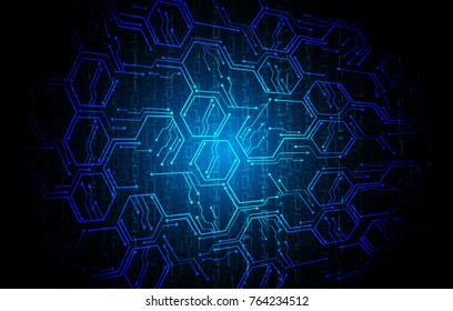 binary circuit board future technology, blue cyber security concept background, abstract hi speed digital internet.motion move blur.  vector