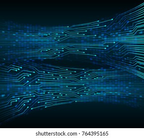 binary circuit board future technology, blue cyber security concept background, abstract hi speed digital internet.motion move blur. pixel vector