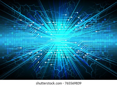 binary circuit board future technology, blue cyber security concept background, abstract hi speed digital internet.motion move blur. pixel vector