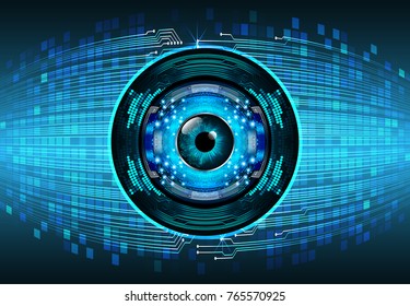 binary circuit board future technology, blue eye cyber security concept background, abstract hi speed digital internet.motion move blur. pixel vector
