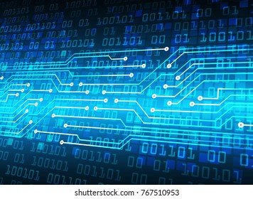 binary circuit board future technology, blue cyber security concept background, abstract hi speed digital internet.motion move blur. pixel vector