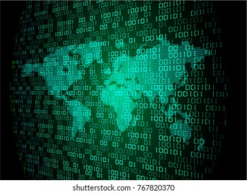 binary circuit board future technology, green world cyber security concept background, abstract hi speed digital internet.motion move blur. pixel vector