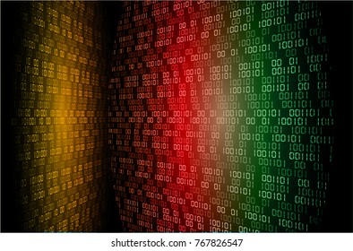 binary circuit board future technology, orange red green cyber security concept background, abstract hi speed digital internet.motion move blur. pixel vector