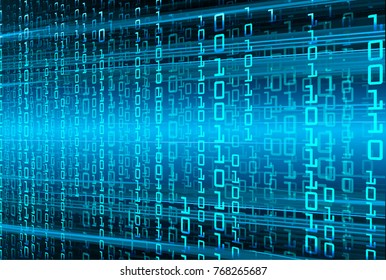binary circuit board future technology, blue cyber security concept background, abstract hi speed digital internet.motion move blur. pixel vector