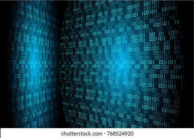 binary circuit board future technology, blue cyber security concept background, abstract hi speed digital internet.motion move blur. pixel vector