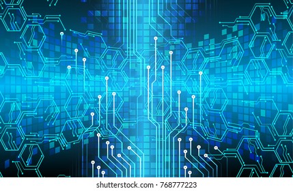 binary circuit board future technology, blue cyber security concept background, abstract hi speed digital internet.motion move blur. pixel vector