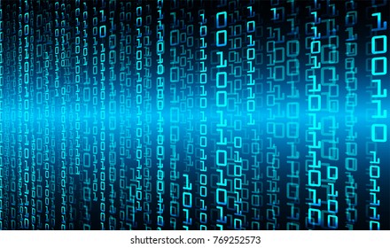 binary circuit board future technology, blue cyber security concept background, abstract hi speed digital internet.motion move blur. pixel vector