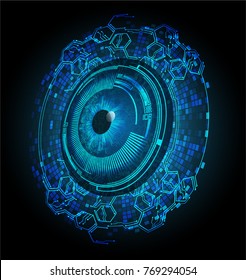 binary circuit board future technology, blue Eye circle cyber security concept background, abstract hi speed digital internet.motion move blur. pixel vector