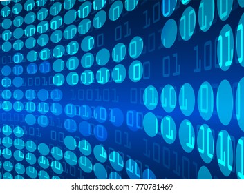 binary circuit board future technology, blue cyber security concept background, abstract hi speed digital internet.motion move blur. pixel vector