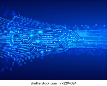 binary circuit board future technology, blue cyber security concept background, abstract hi speed digital internet.motion move blur. pixel vector