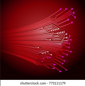binary circuit board future technology, red cyber security concept background, abstract hi speed digital internet.motion move blur. pixel vector