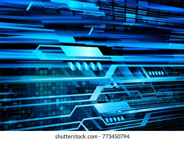 binary circuit board future technology, blue cyber security concept background, abstract hi speed digital internet.motion move blur. pixel vector