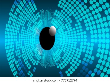 binary circuit board future technology. Blue Circle eye cyber security concept background. Abstract hi speed digital internet. vector