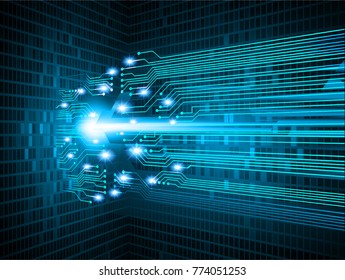 binary circuit board future technology, blue cyber security concept background, abstract hi speed digital internet.motion move blur. pixel vector