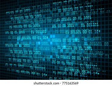 binary circuit board future technology, blue cyber security concept background, abstract hi speed digital internet.motion move blur. pixel vector