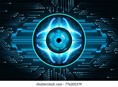 binary circuit board future technology. Blue Circle eye cyber security concept background. Abstract hi speed digital internet. vector