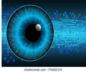 binary circuit board future technology. Blue Circle eye cyber security concept background. Abstract hi speed digital internet. vector